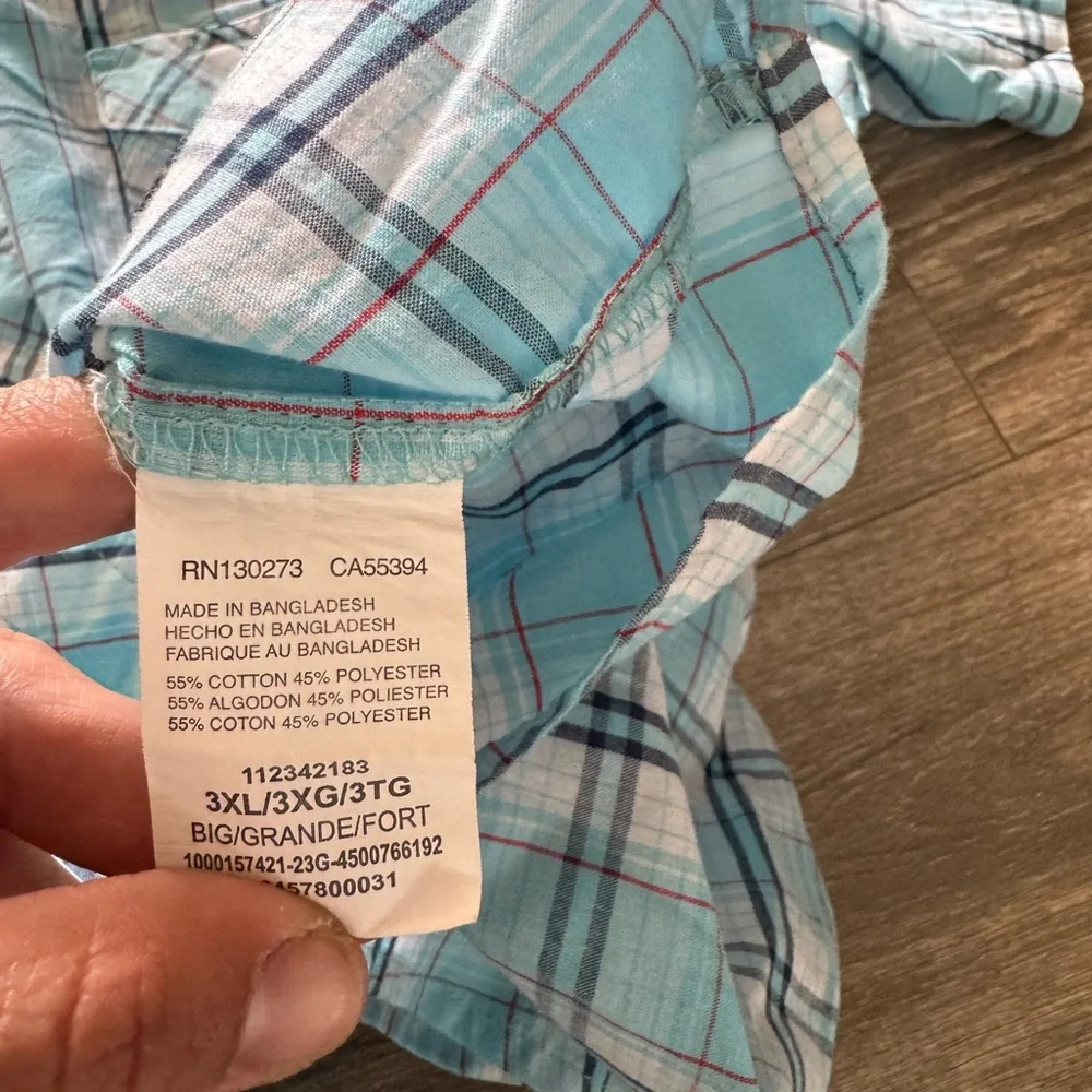 Wrangler Western Shirts Blue Plaid Gingham Button Up Shirt Short Sleeve 3XL GUC - Picture 4 of 4
